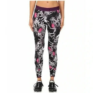 Stella McCartney x  Adidas floral purple black "clima bamboo" white leggings S